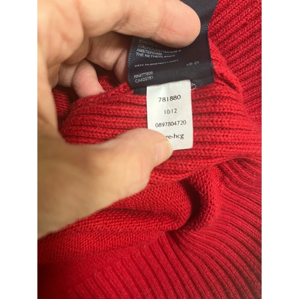 Quarter Zip Mock Neck Sweater Red Tommy Hilfiger Mens Pullover  Preppy M